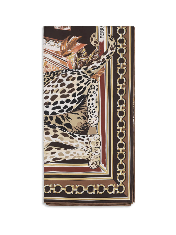 Ferragamo 100% Silk scarf in brown