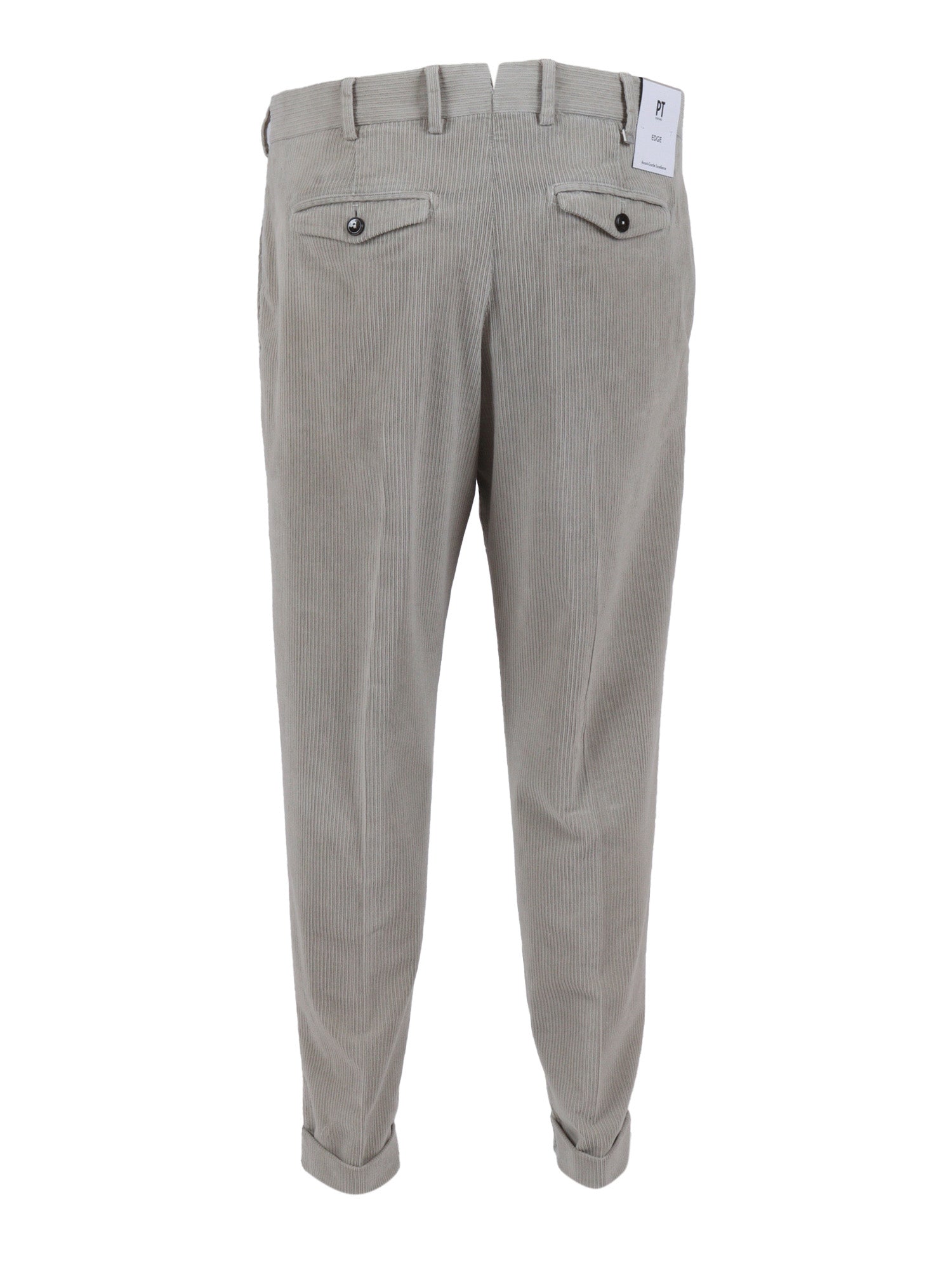 REBEL 1 Pleat, Diagonal Pockets, Flap Back Pockets White Cotton Lyocel Elastane Pant