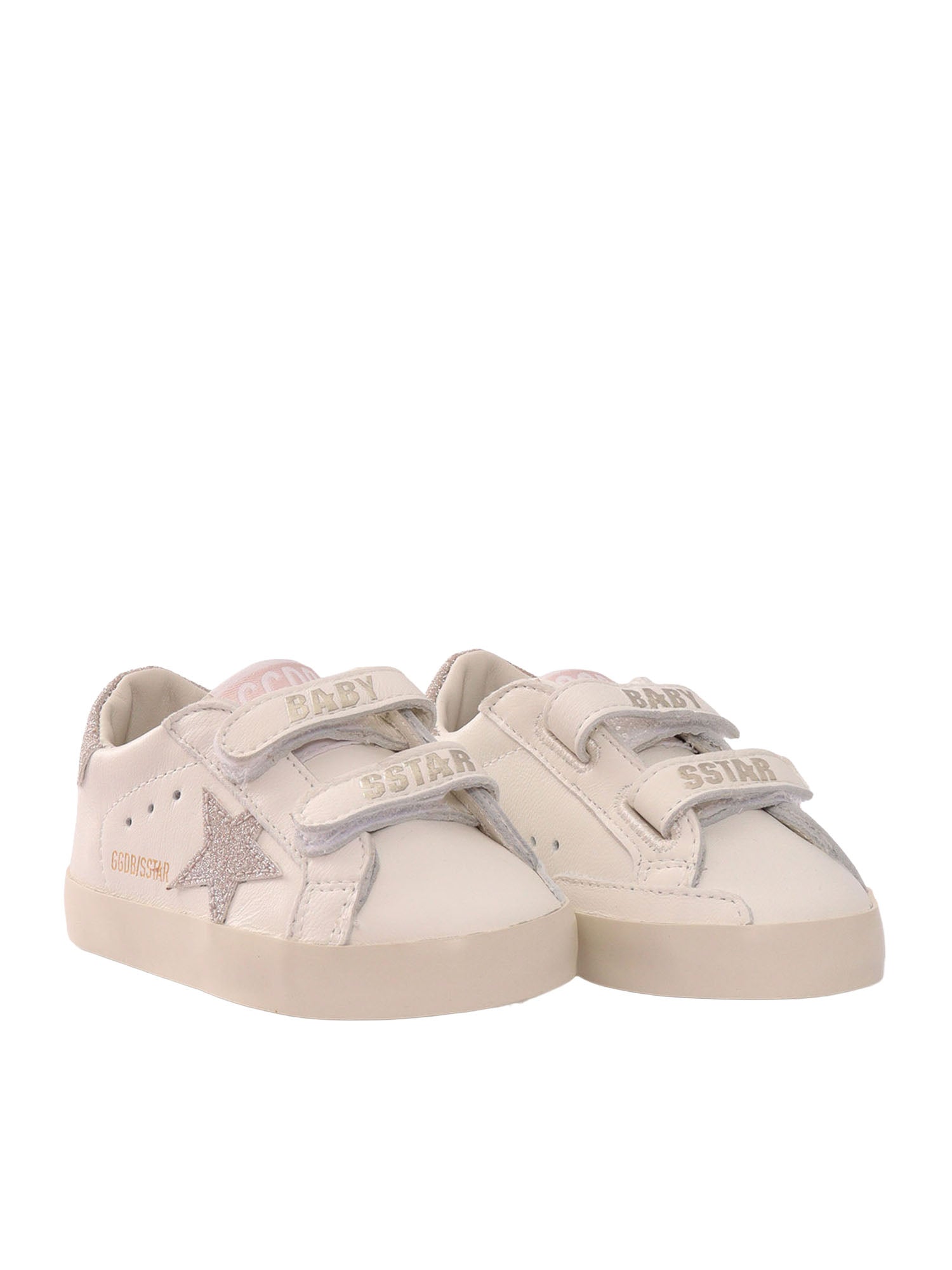 BABY SCHOOL NAPPA UPPER AND LIST GLITTER STAR HEEL White Kid Sneaker