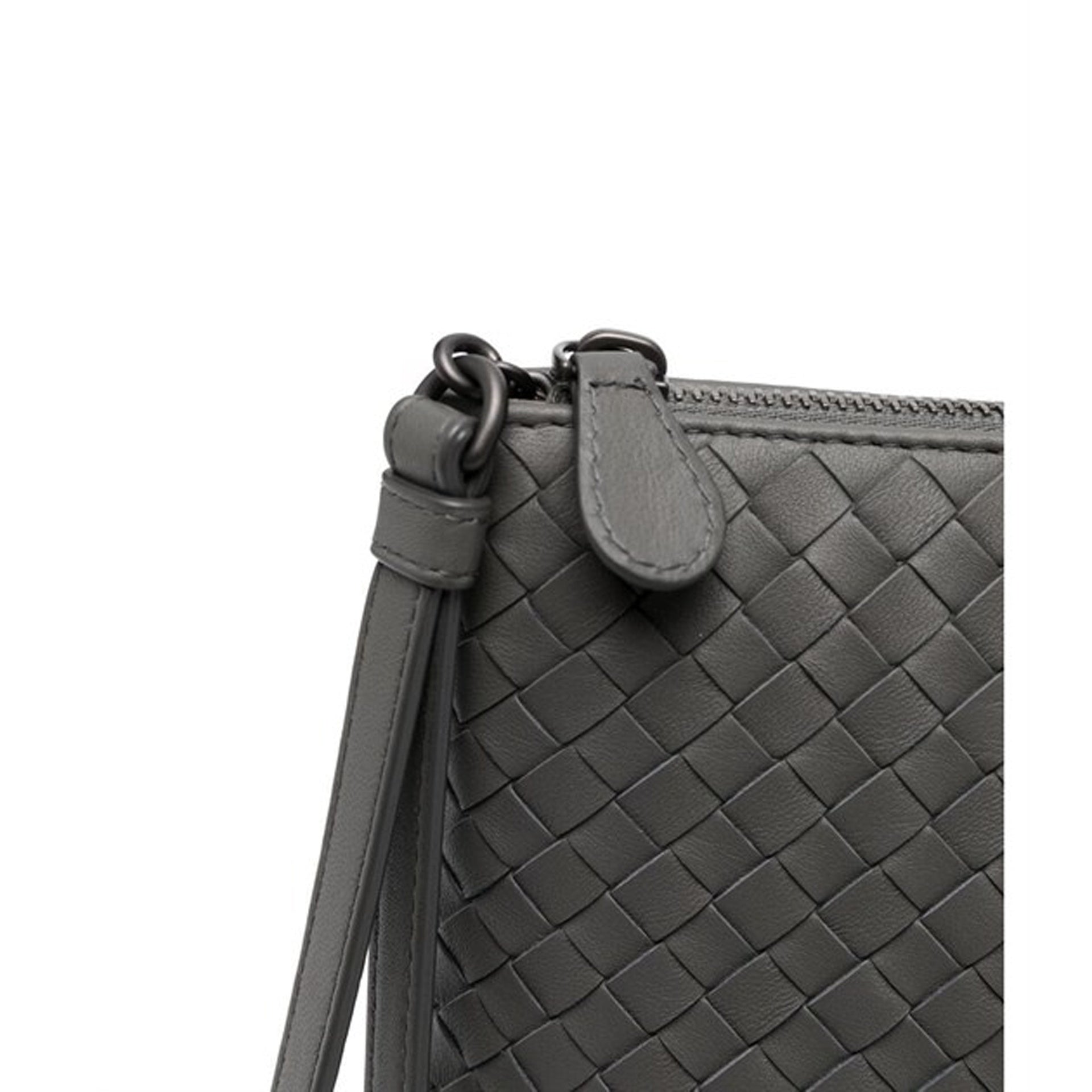 Intrecciato Document Case Brown Lamb Leather