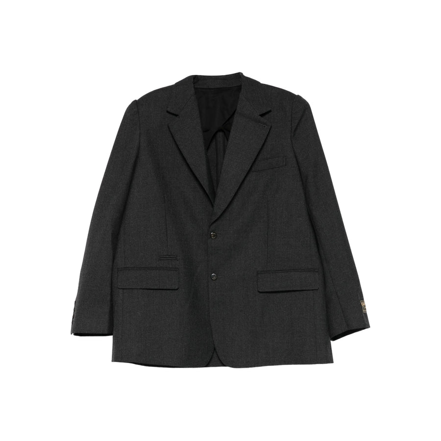 Charcoal Flap Pockets Jacket Grey Polyester: 30. Suit & Dinner