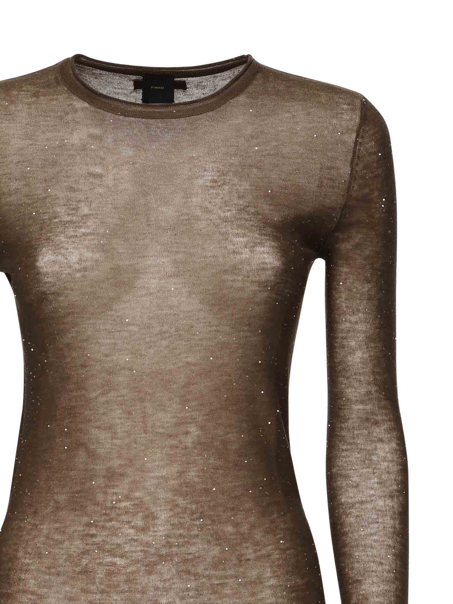 Pinko Sweaters Brown Wool Polyester