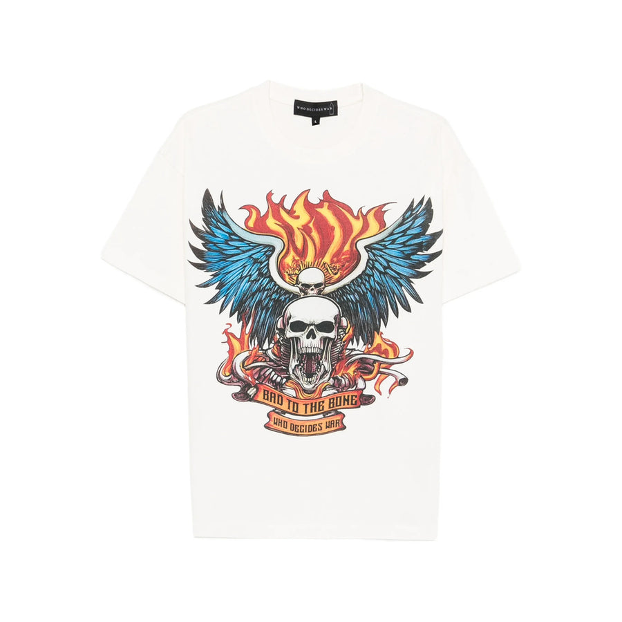 Graphic Print Short Sleeve Sweater Off-white Cotton T-shirts