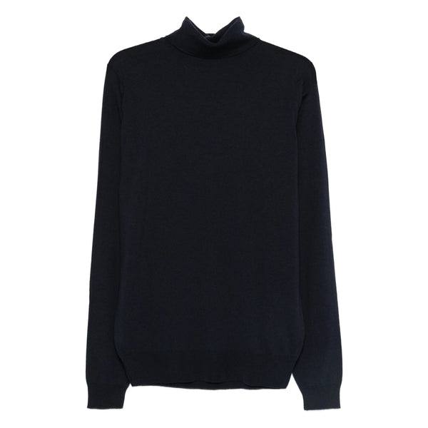 Merino Roll-Neck Sweater Dark Blue Wool