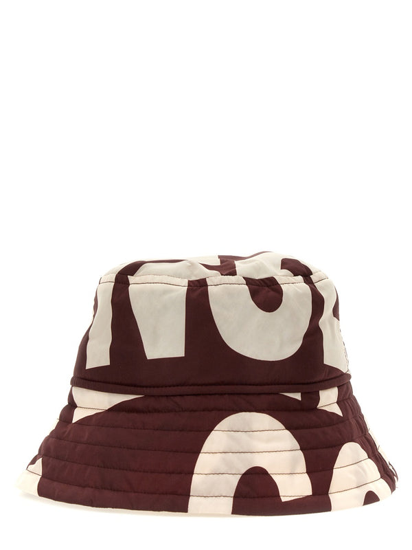 Bucket Hat With Logo Design Bordeaux Polyamide