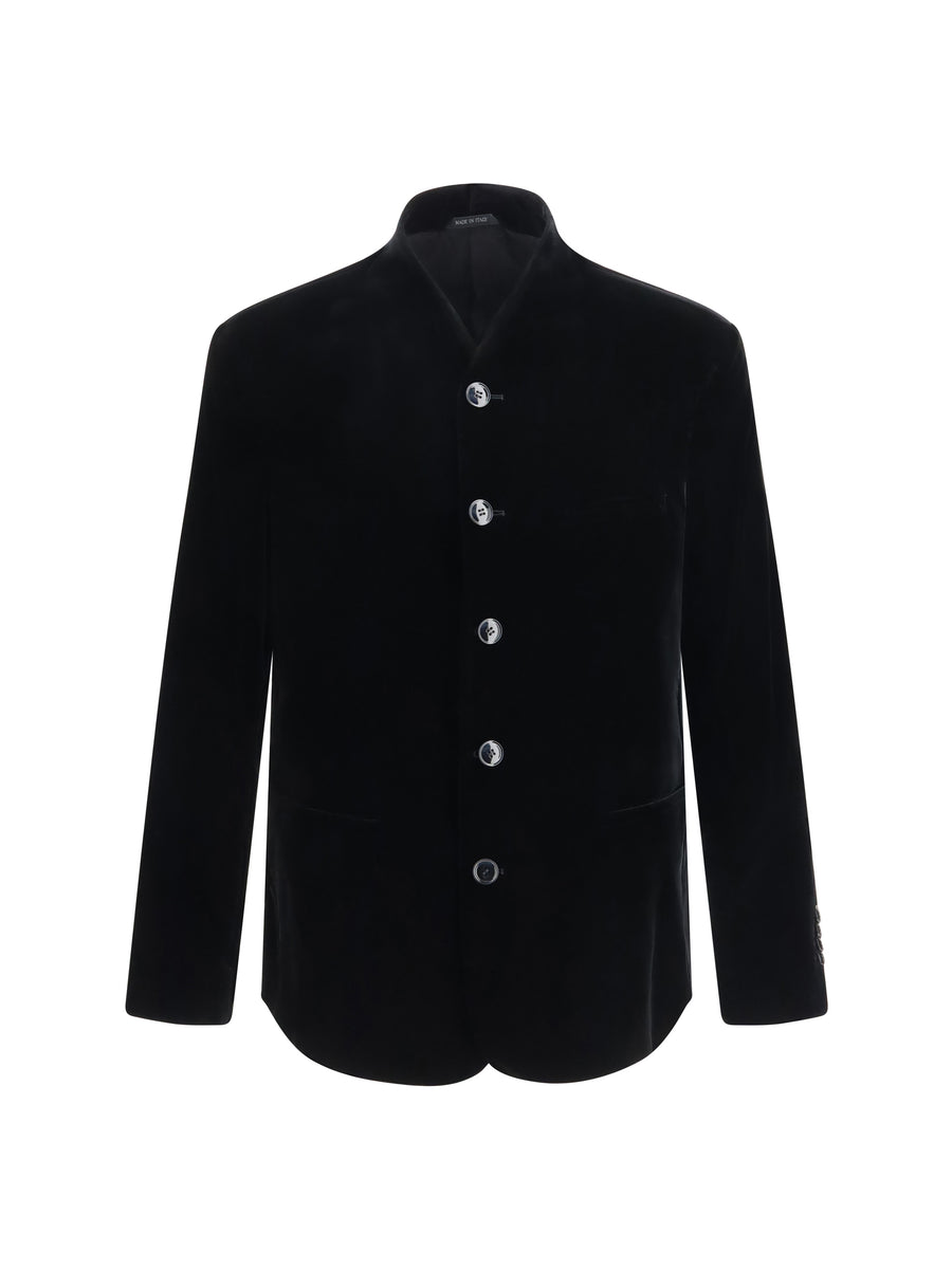 Blazer One Shot Stretch Viscose And Cupro Velvet Nero Viscose; Cupro; Elastane Blazers & Vests