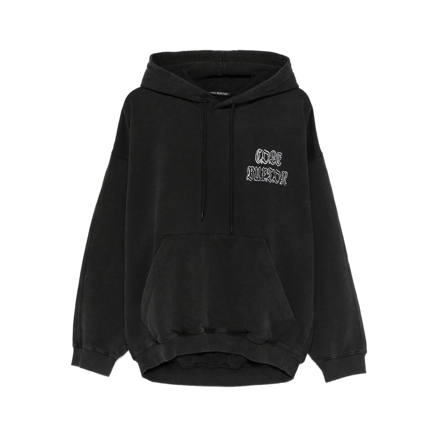 Drawstring Hoodie With Logo Detail Black Cotton: 100
