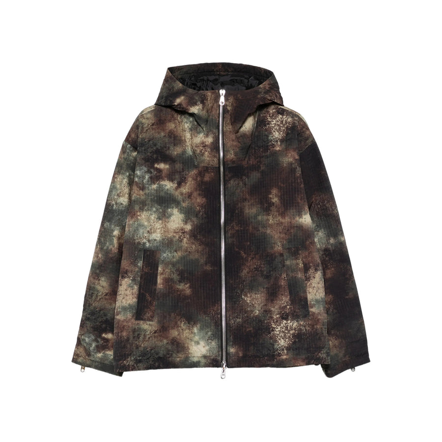 Camouflage Pattern Hooded Jacket Brown/green Nylon: 100