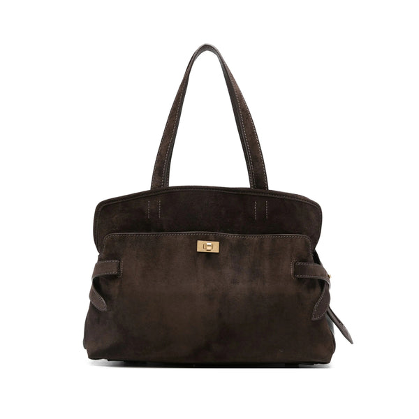 Tote Bag Calf Leather And Suede Brown