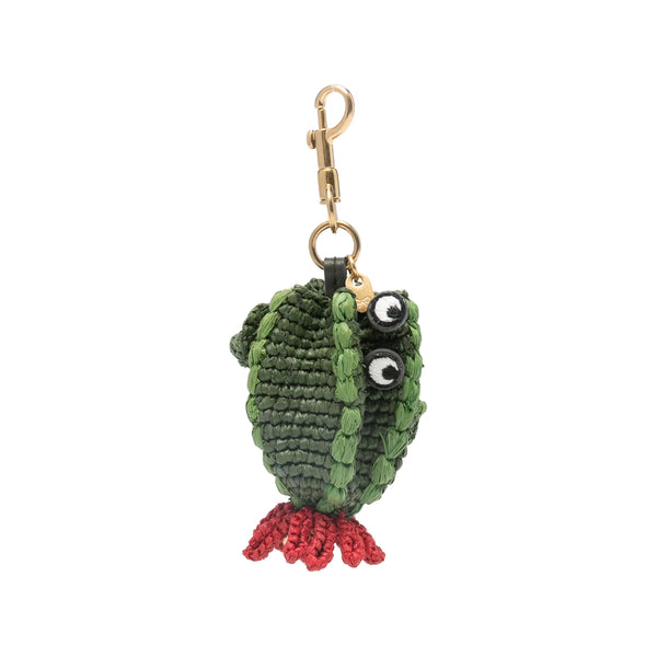 Khaki Green Raffia Keyring Green/red Raffia: 100. Bag Accessories