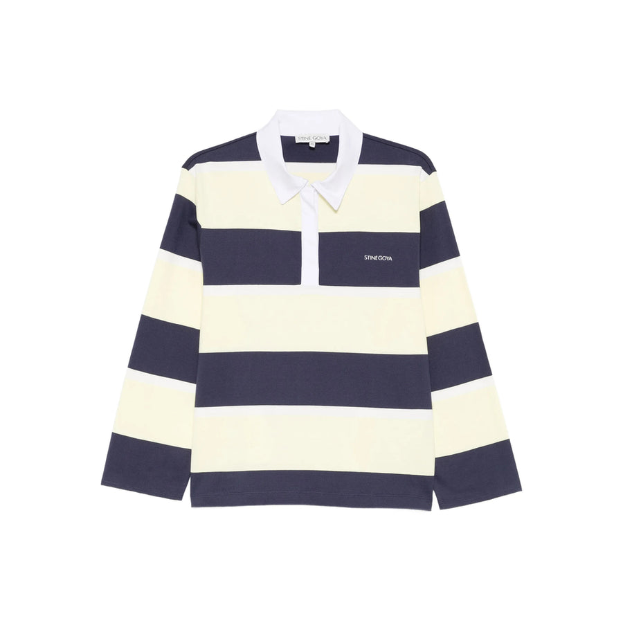 Navy Blue And Yellow Striped Sweater Blue/yellow Organic Cotton: 100. Polo Tops
