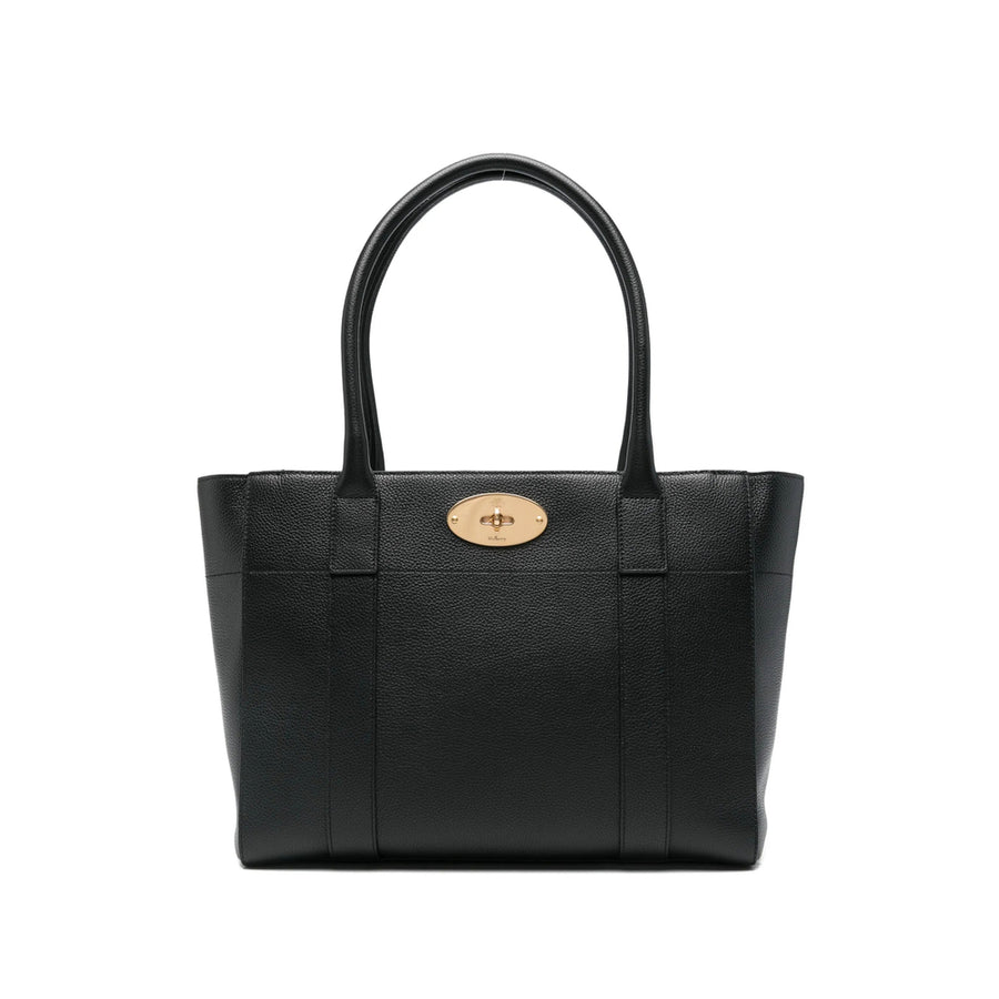 Structured Black Leather Tote Bag 100. Shoulder