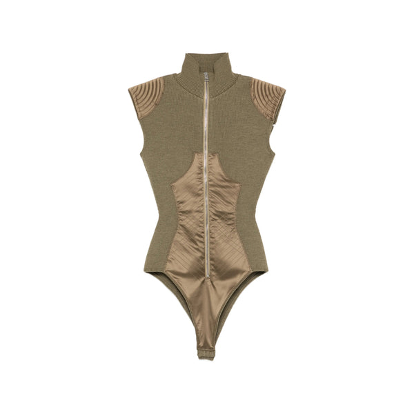 Bodysuit Green-Brown Green/brown Virgin Wool Tops