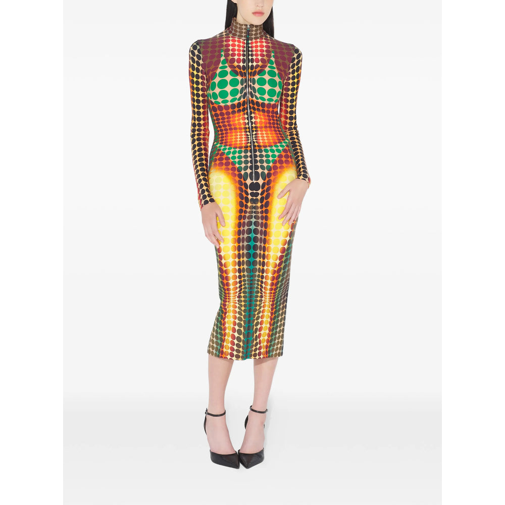 Dress Jean Paul Gaultier Yellow/red Polyamide: 80