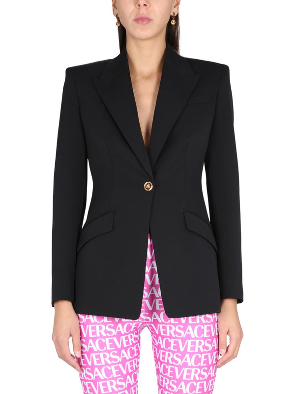 Single-Breasted Jacket Black Virgin Wool