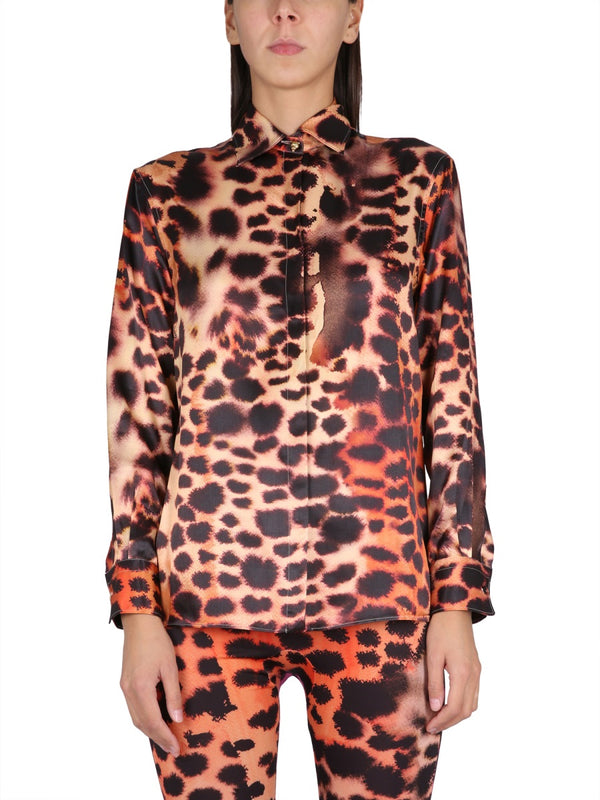 Animal Print Shirt Pink Silk Viscose