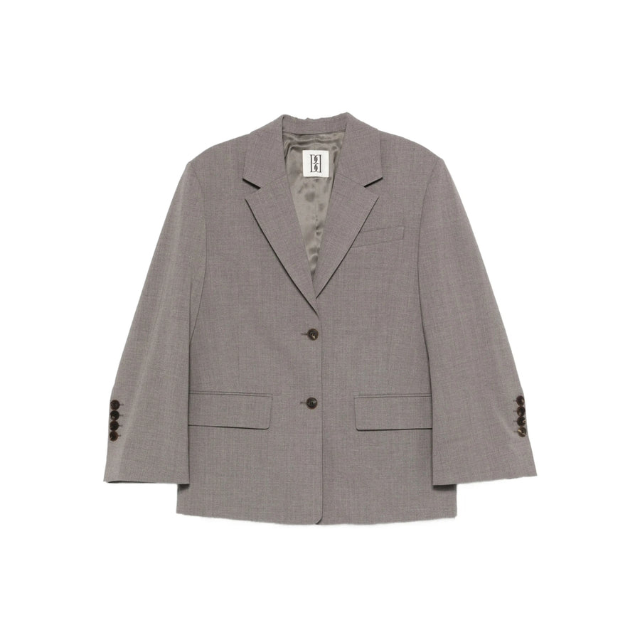 Jacket With Notched Lapels And Flap Pockets Grey Polyester Blazers