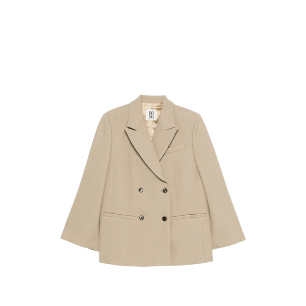 Beige Double-Breasted Jacket With Flap Pockets Neutrals Lining Viscose: 100. Double Breasted & Peacoats