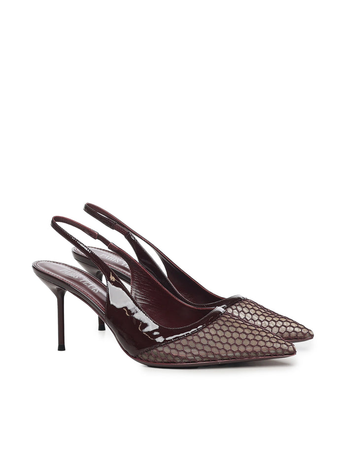 Paris Texas With Heel Rouge Noir Mesh/patent Leather