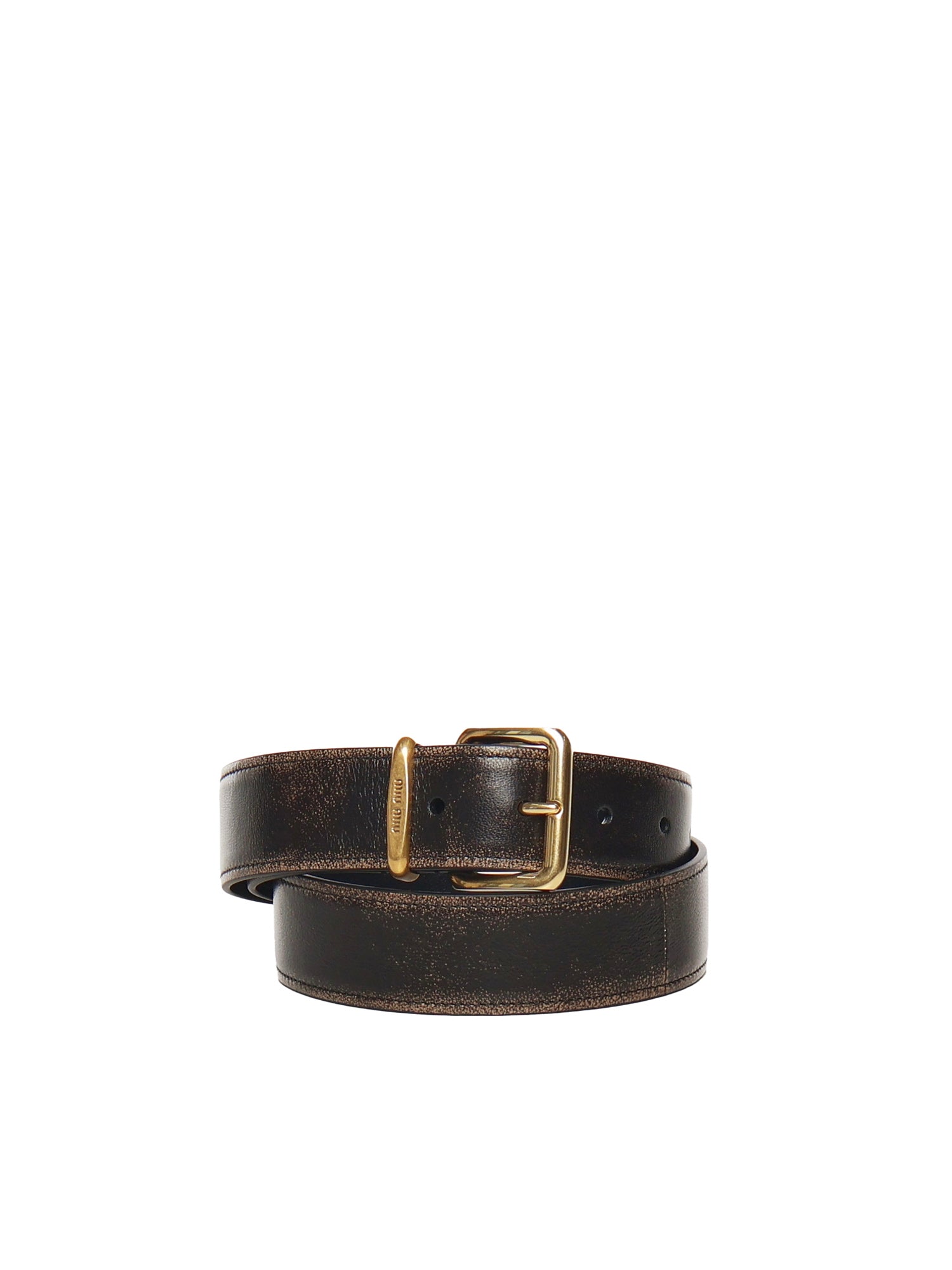 Miu Belts Coffee Calfskin