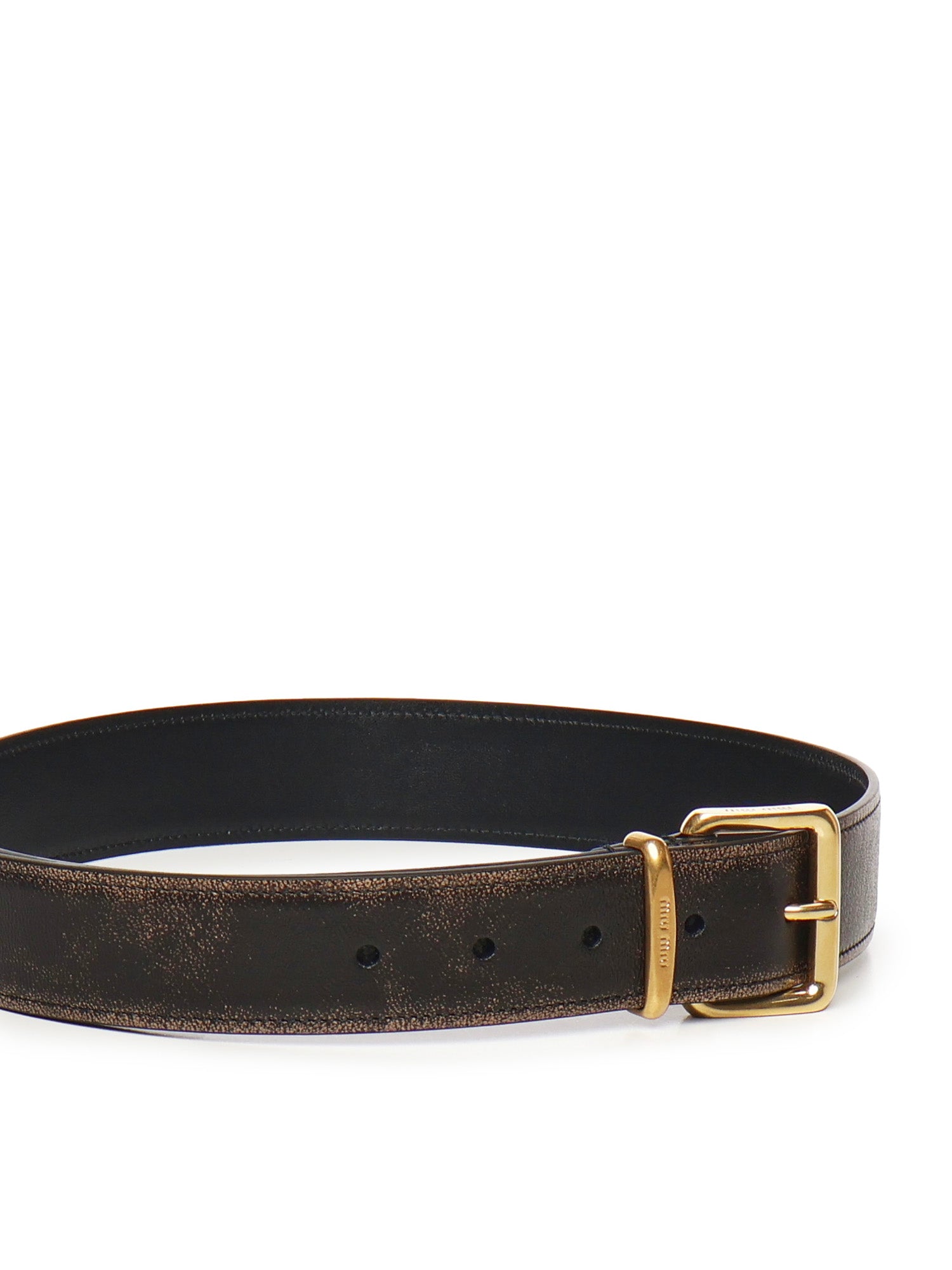 Miu Belts Coffee Calfskin