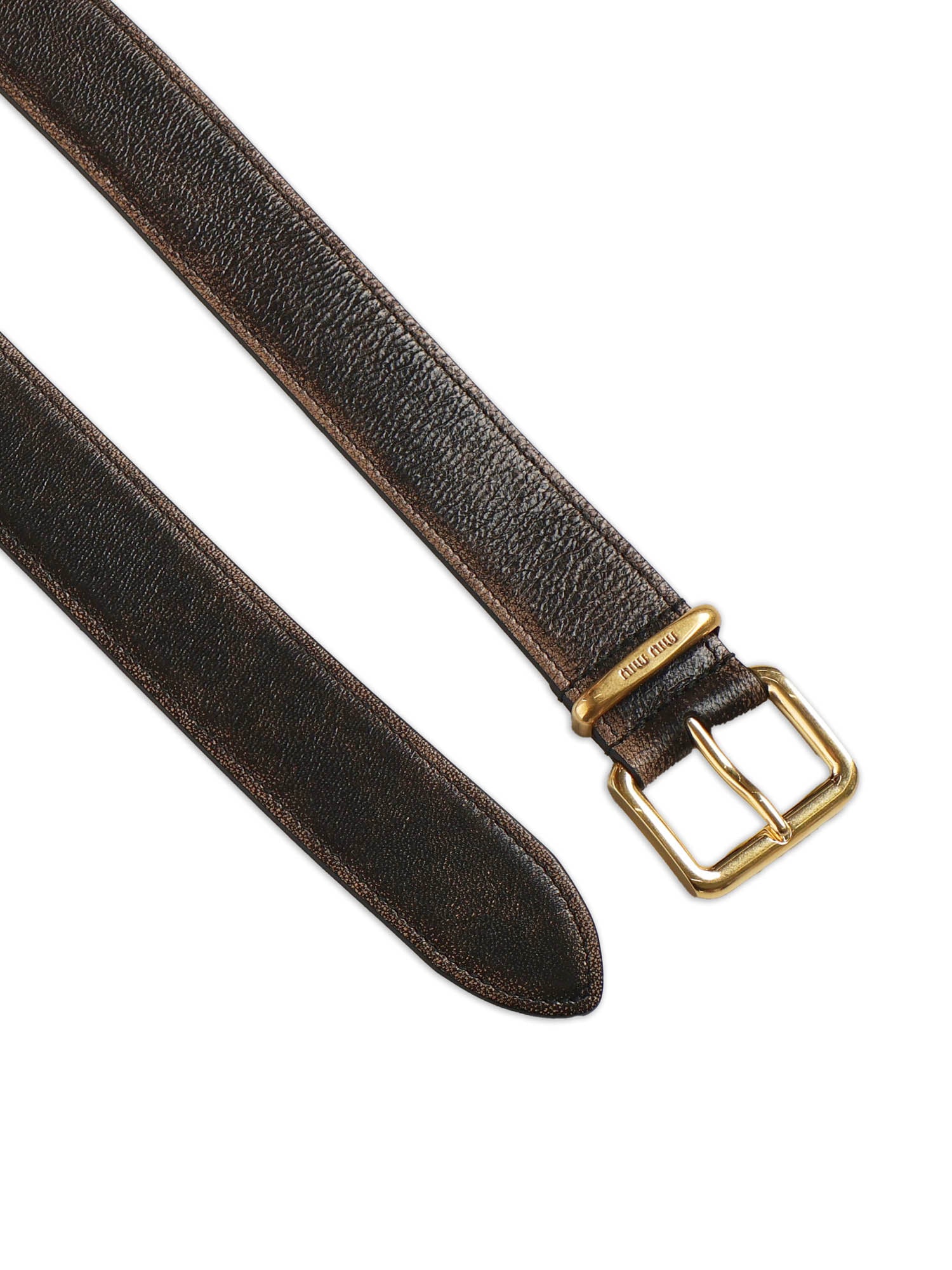 Miu Belts Coffee Calfskin