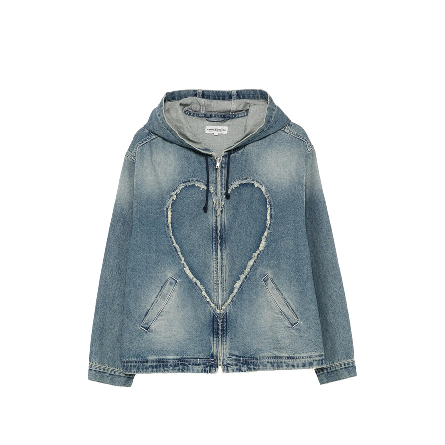 Hooded Denim Jacket Light Blue Organic Cotton
