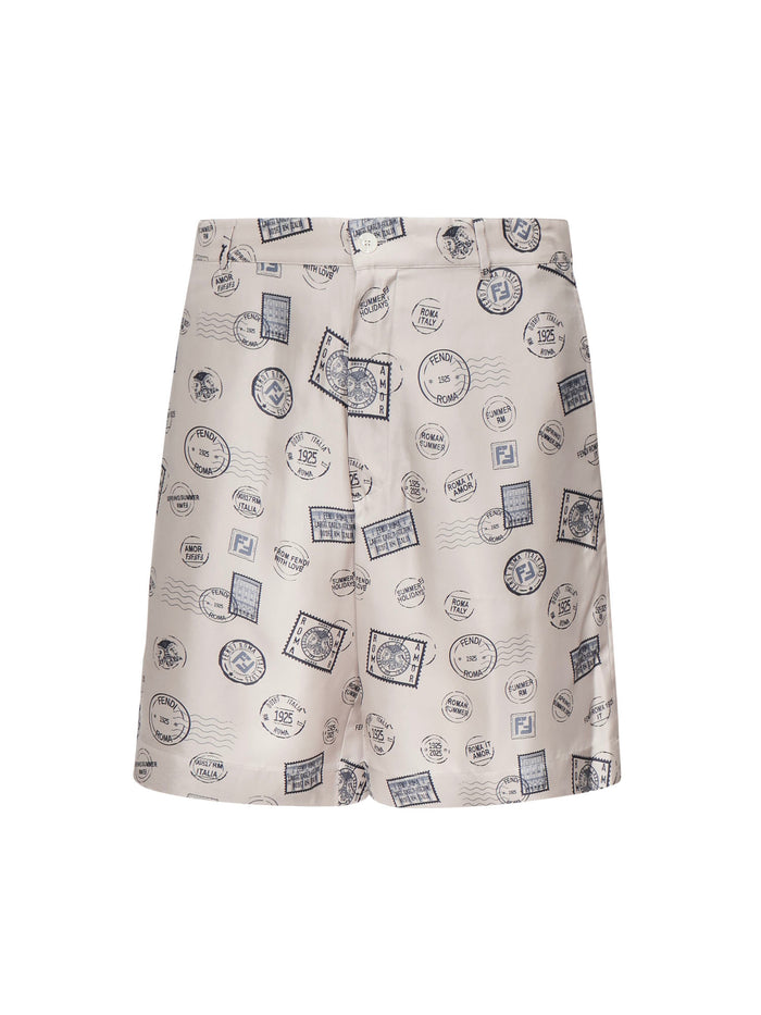 Fendi Shorts White Silk