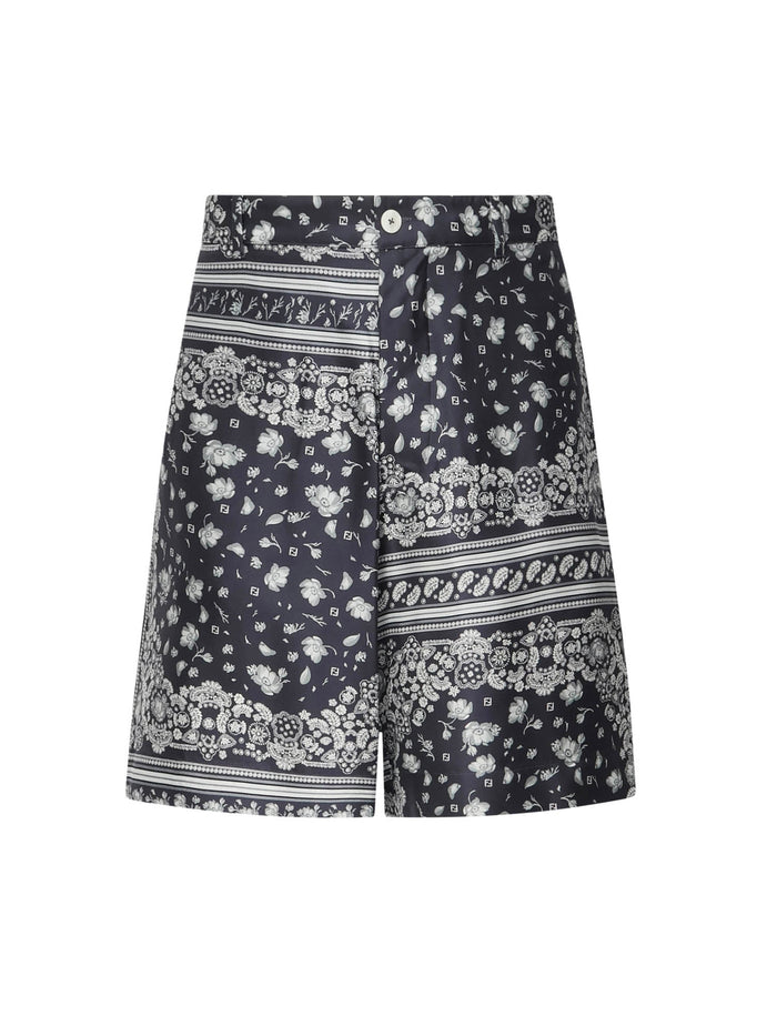 Fendi Shorts Blue Silk
