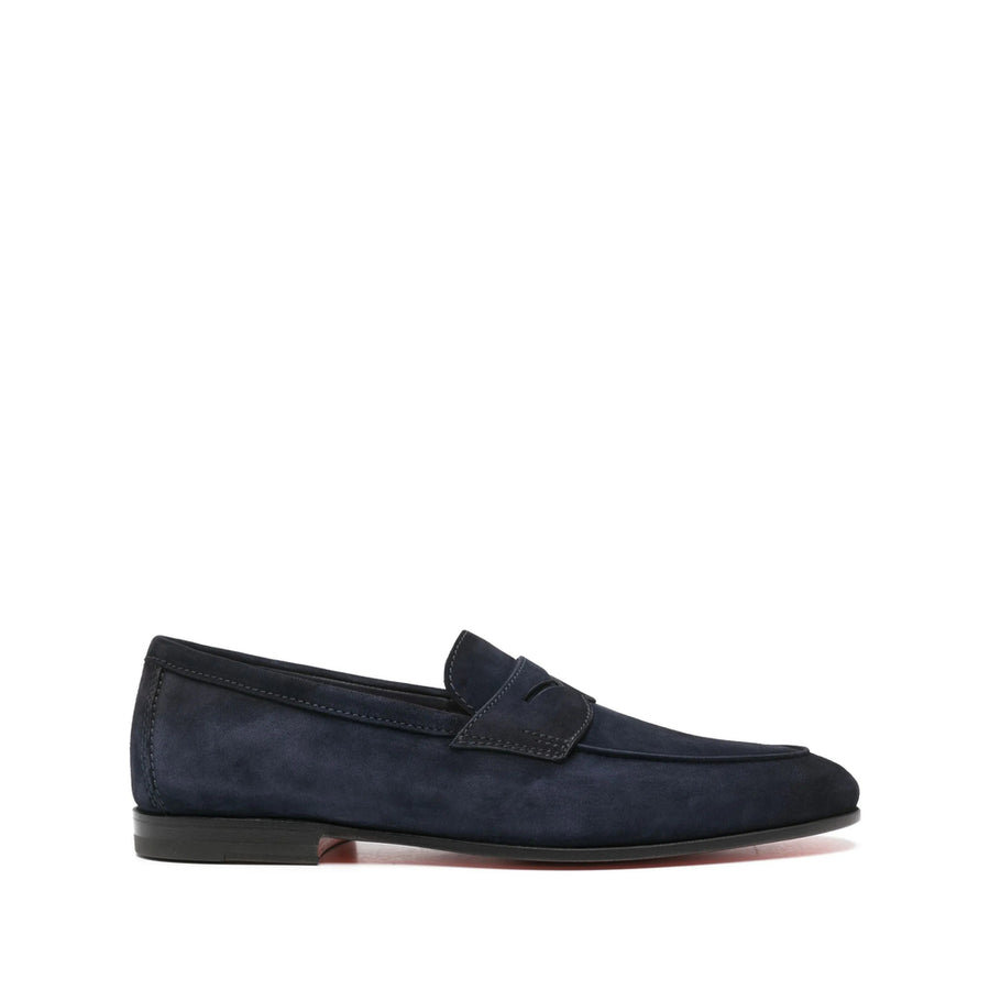 Blue Calf Suede Slip-On Shoes Loafers
