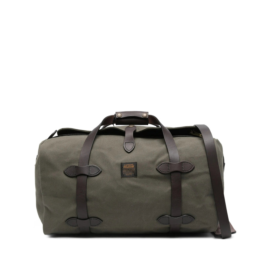 Green Leather-Trim Bum Bag Cotton; Calf Leather Shoulder