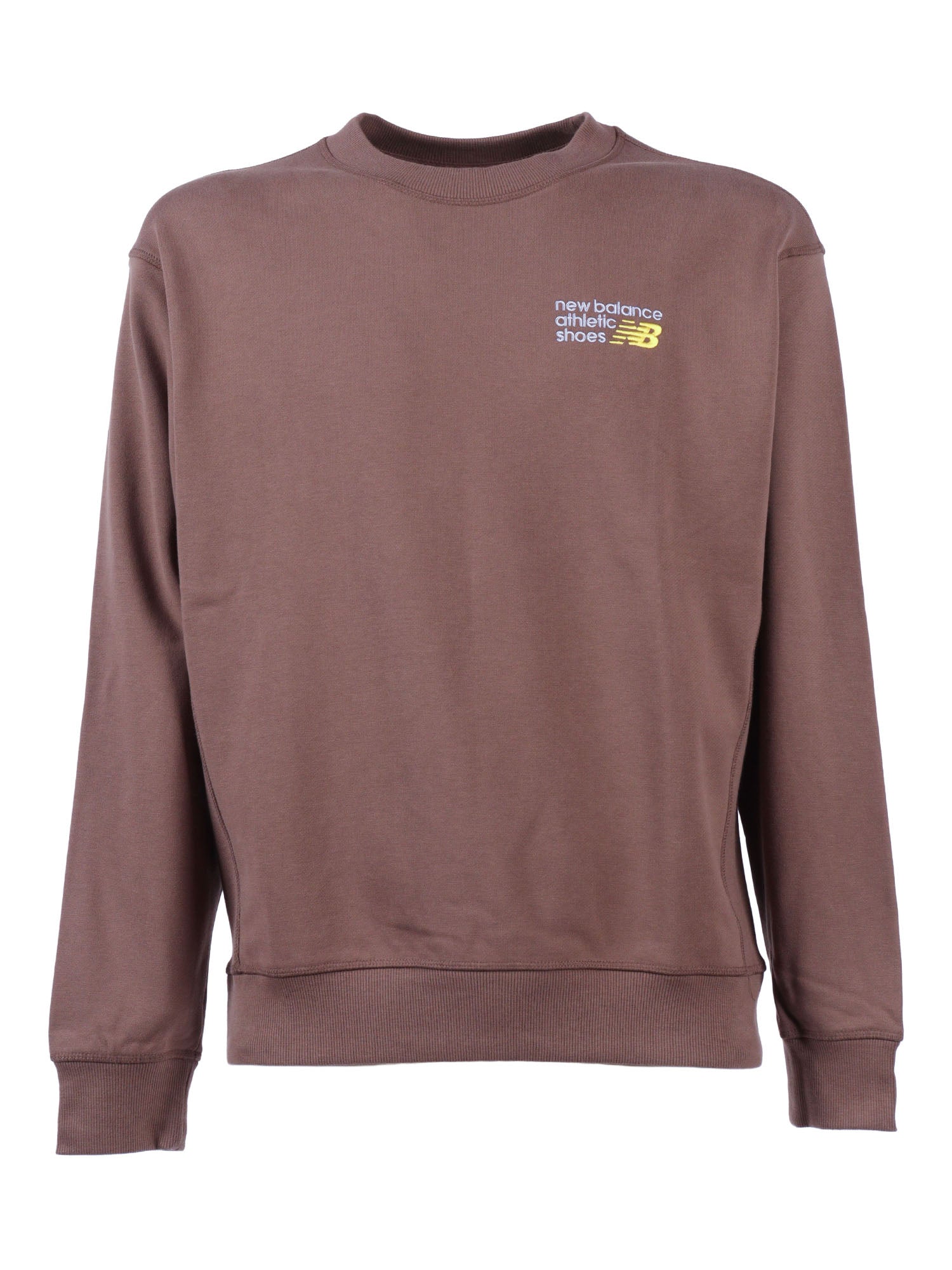 Athletics Premium Logo Crew - Cortado Brown Cotton Crewneck