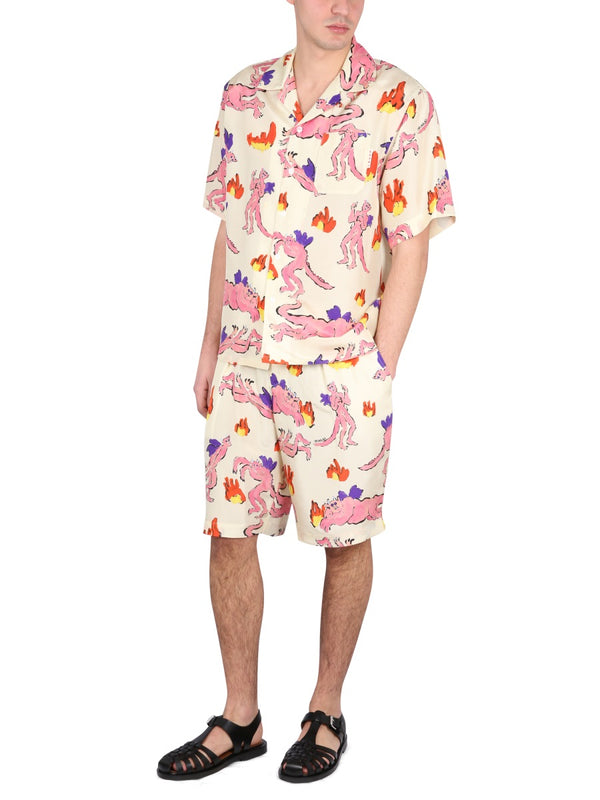 Bermuda Shorts With Print Ivory