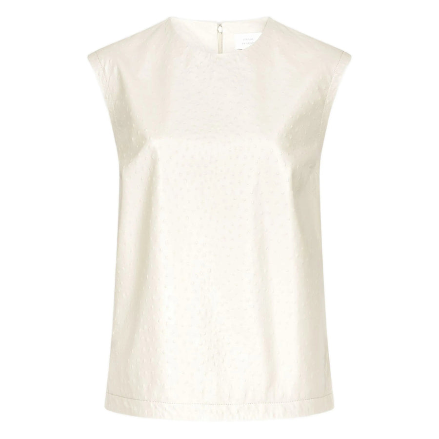 Beige Leather Sleeveless Top Neutrals Leather: 100. Blouses