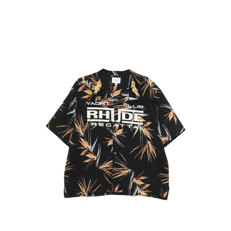 Short-Sleeve Shirt Black-Orange Black/orange Rayon