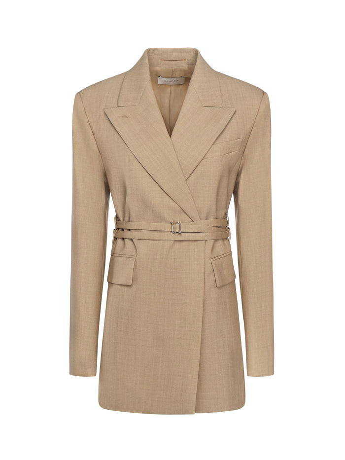 Sportmax Jackets Brown Beige Virgin Wool