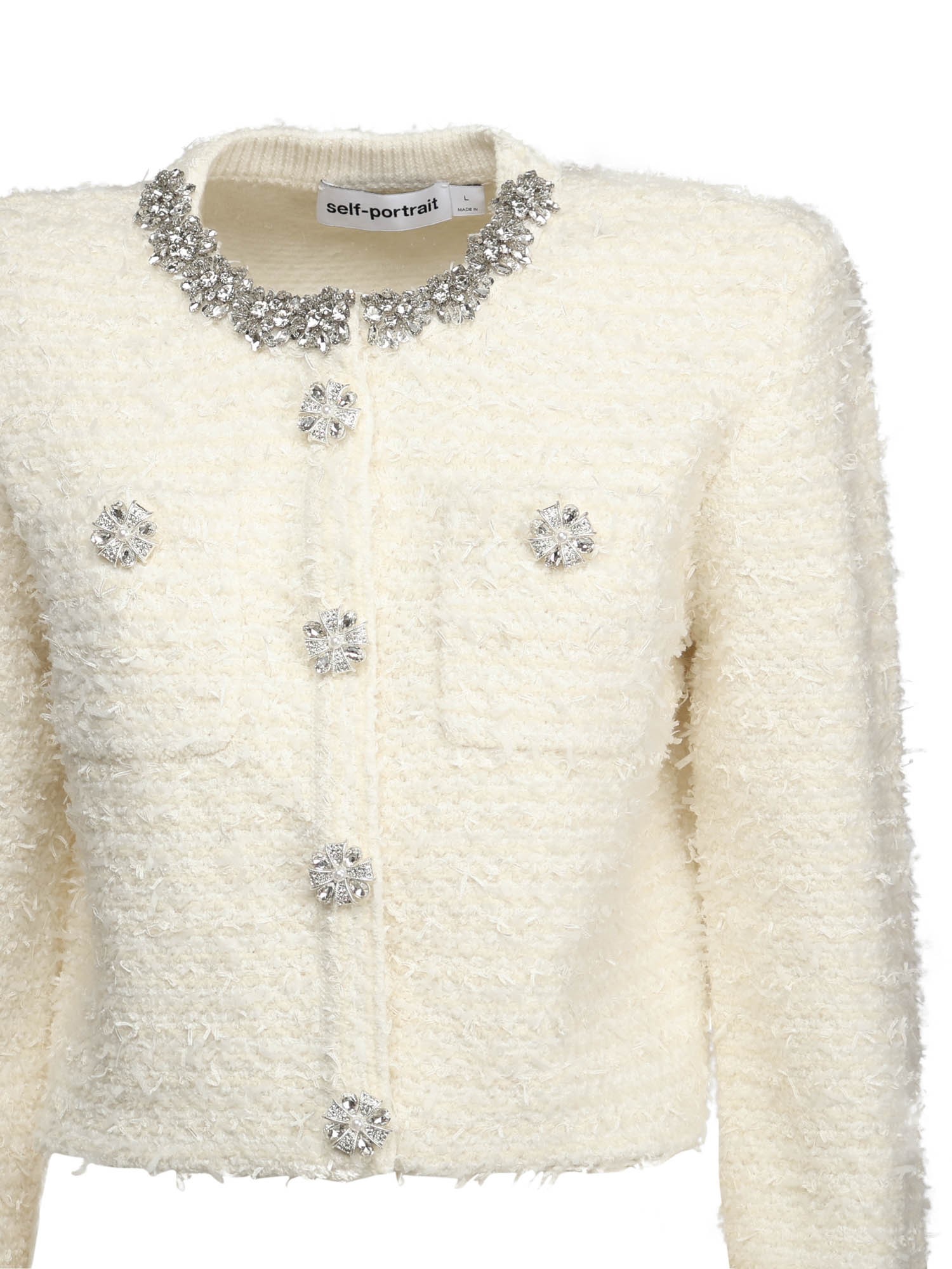 Self-Portrait Sweaters White Cotton