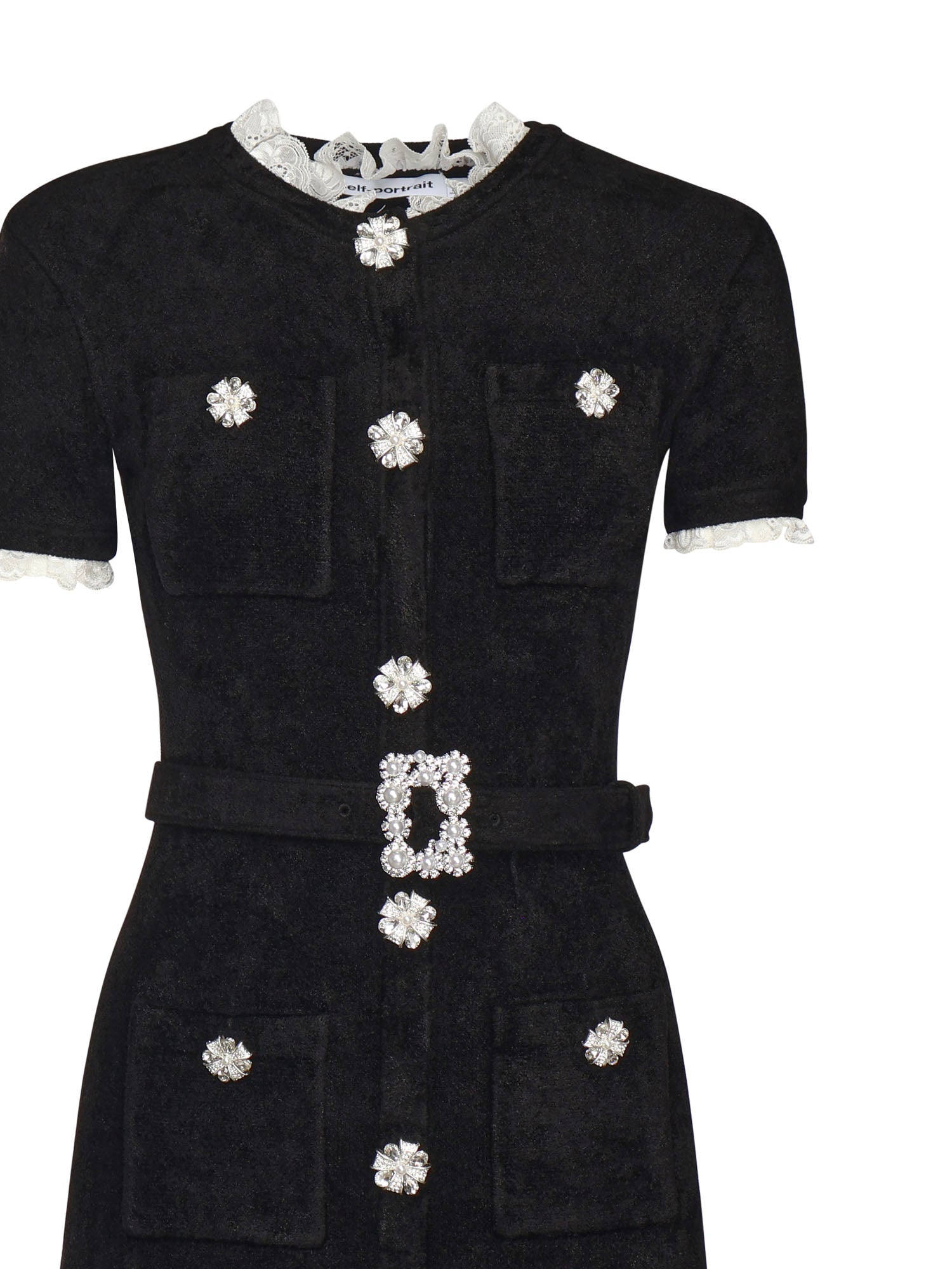 Self-Portrait Dresses Black Viscose Polyester Polyamide