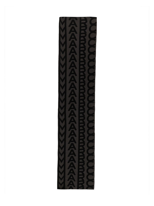 Monogram Knit Scarf Charcoal Wool