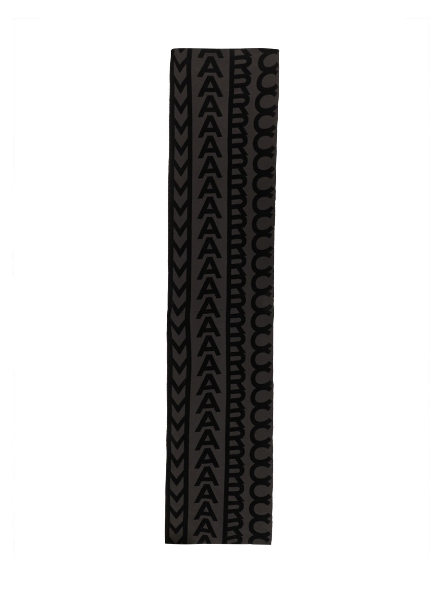 Monogram Knit Scarf Charcoal Wool