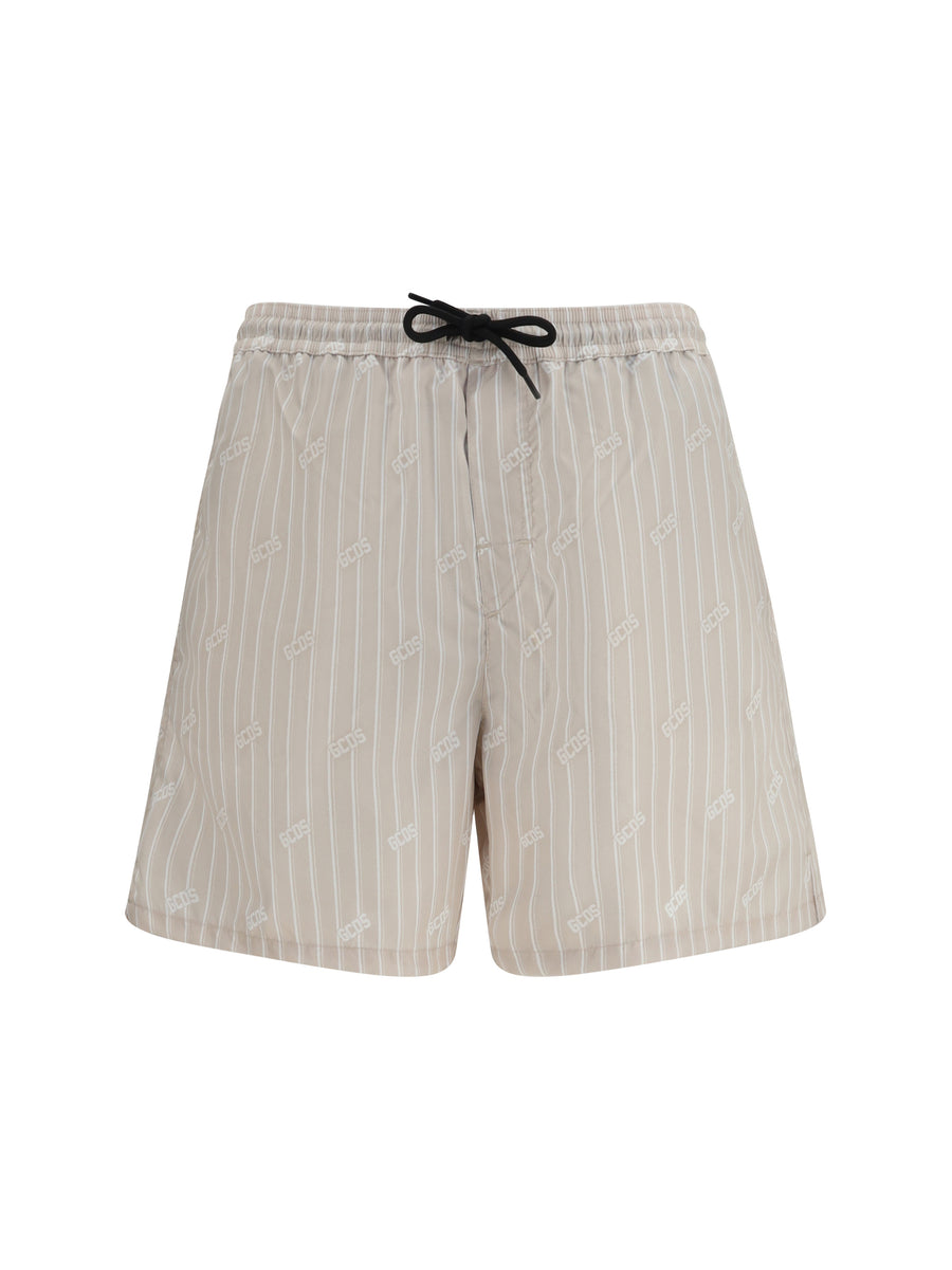 GCDS 100% Polyamide swim shorts in beige