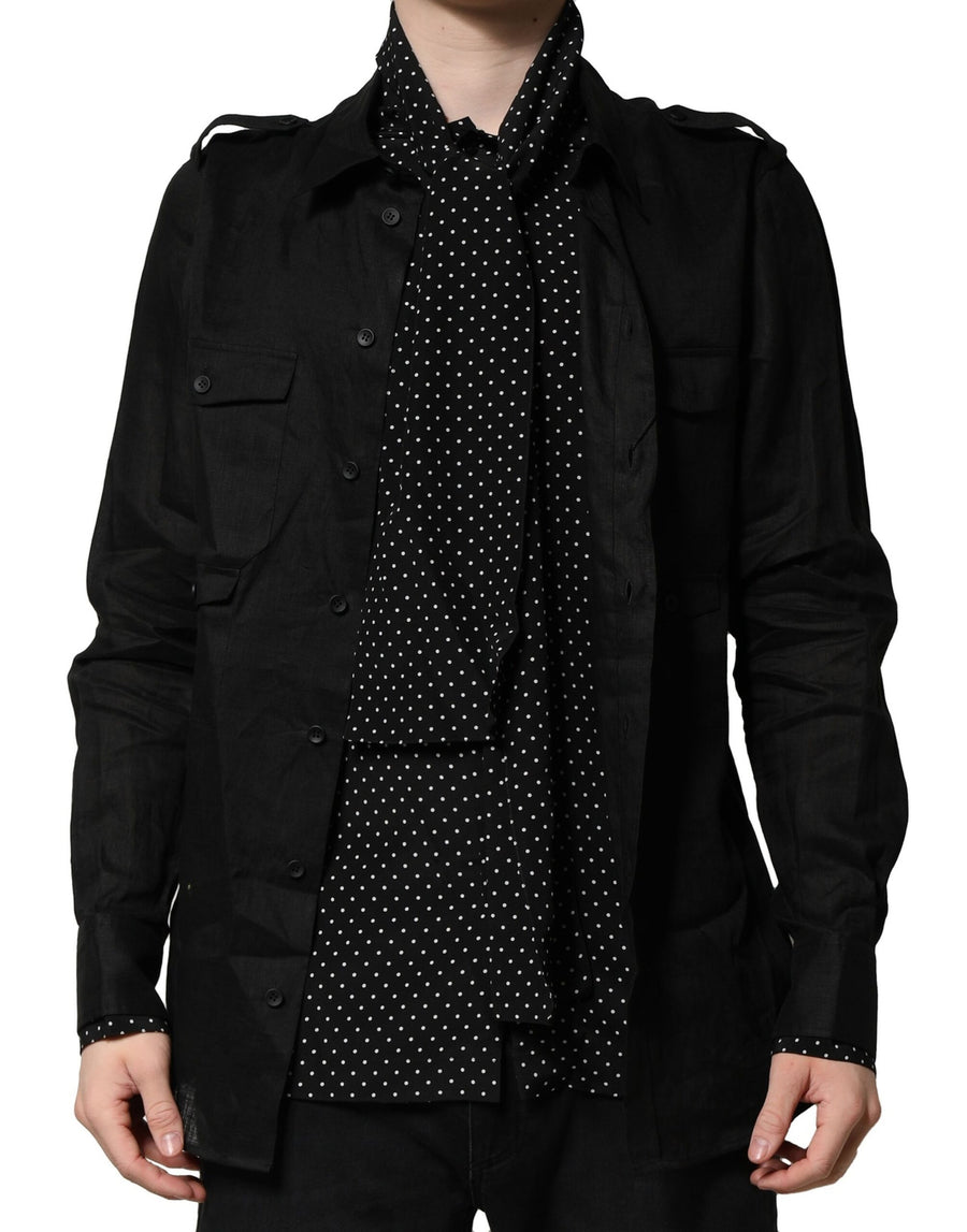 Dolce & Gabbana 60% Flax 40% Silk shirt in black