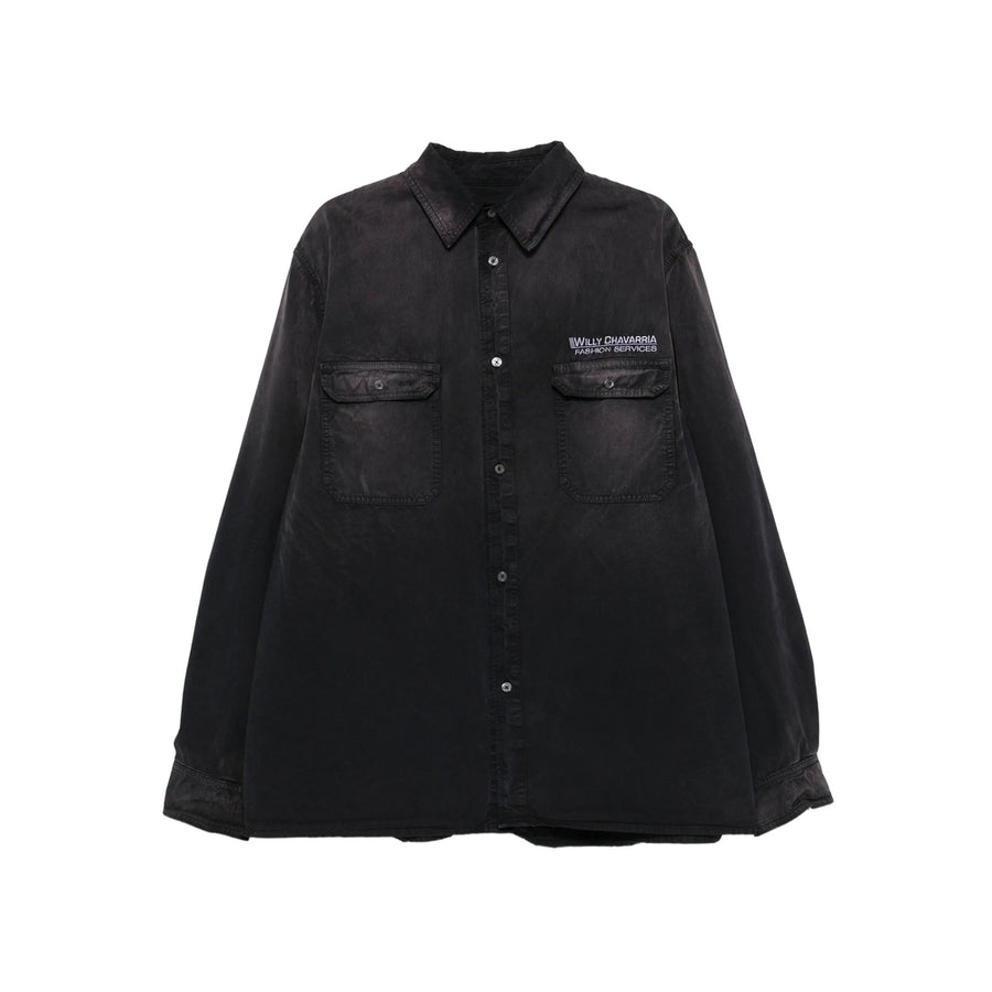 Black Cotton Two-Pocket Shirt
