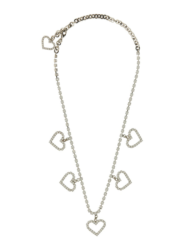 Crystal Necklace With Heart Pendants Silver Necklaces