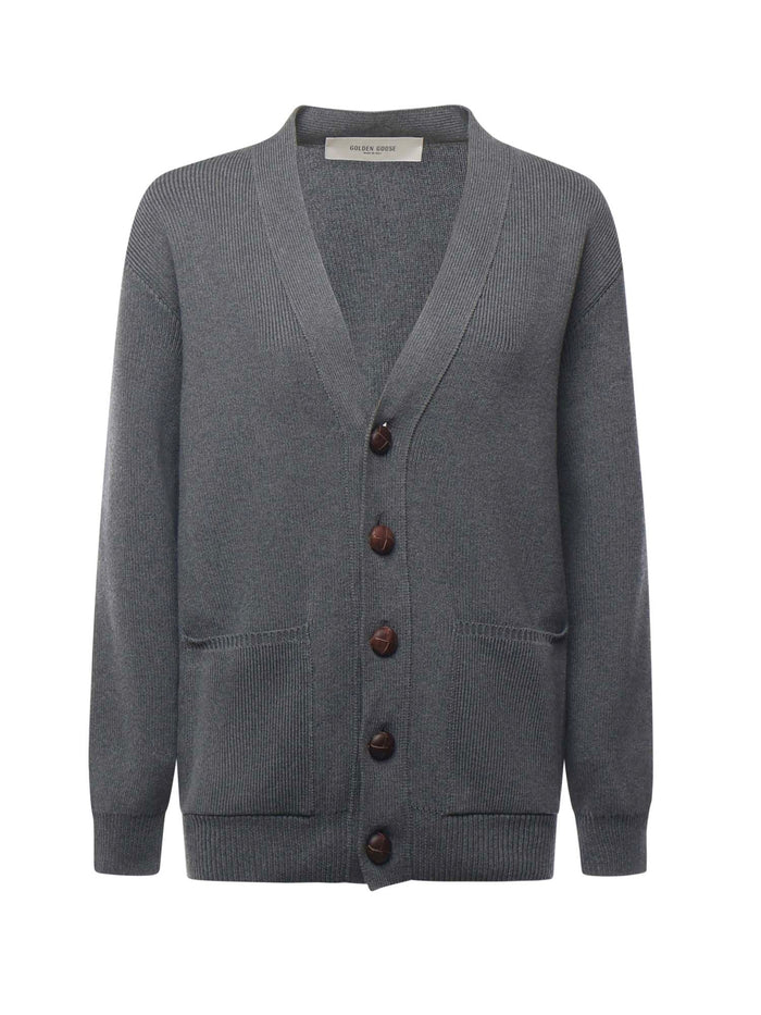 Golden Goose Sweaters Dark Grey Mélange Cotton