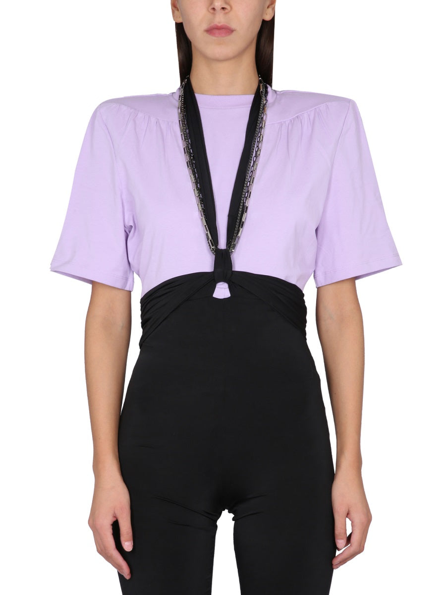 T-Shirt Jewel With Cut-Out Detail Lilac Cotton T-shirts