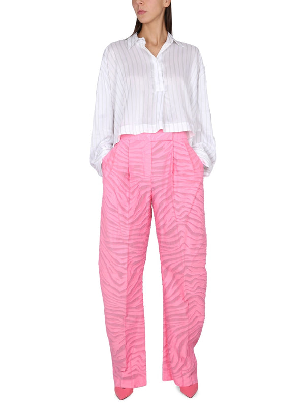 High Waist Pants Pink Main Fabric: Cotton Trousers