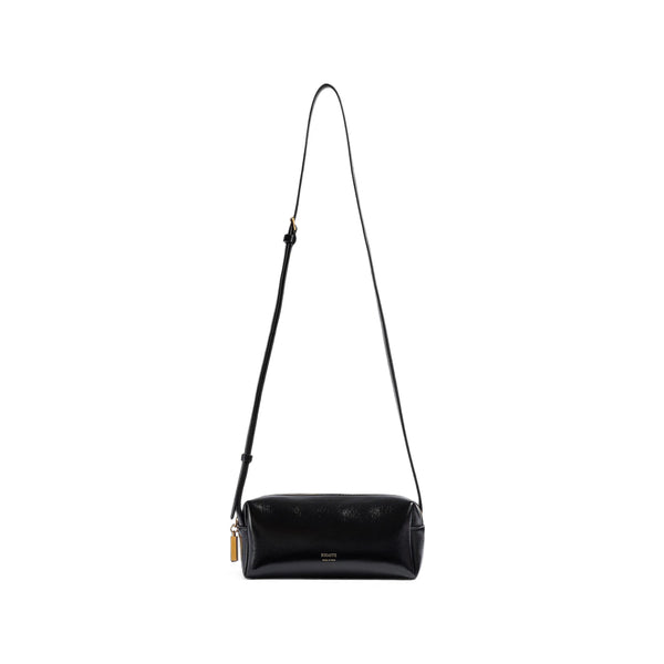 Bag With Adjustable Shoulder Strap Black Calf Leather: 100