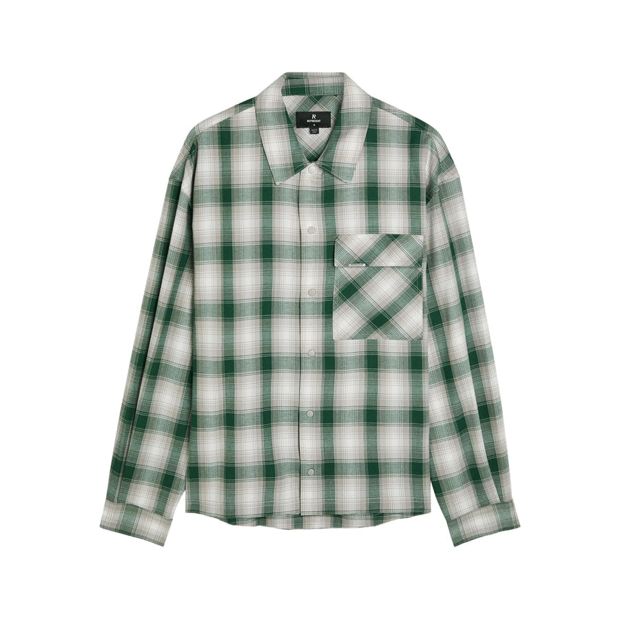 Checked Shirt With Chest Pocket Green/white Cotton