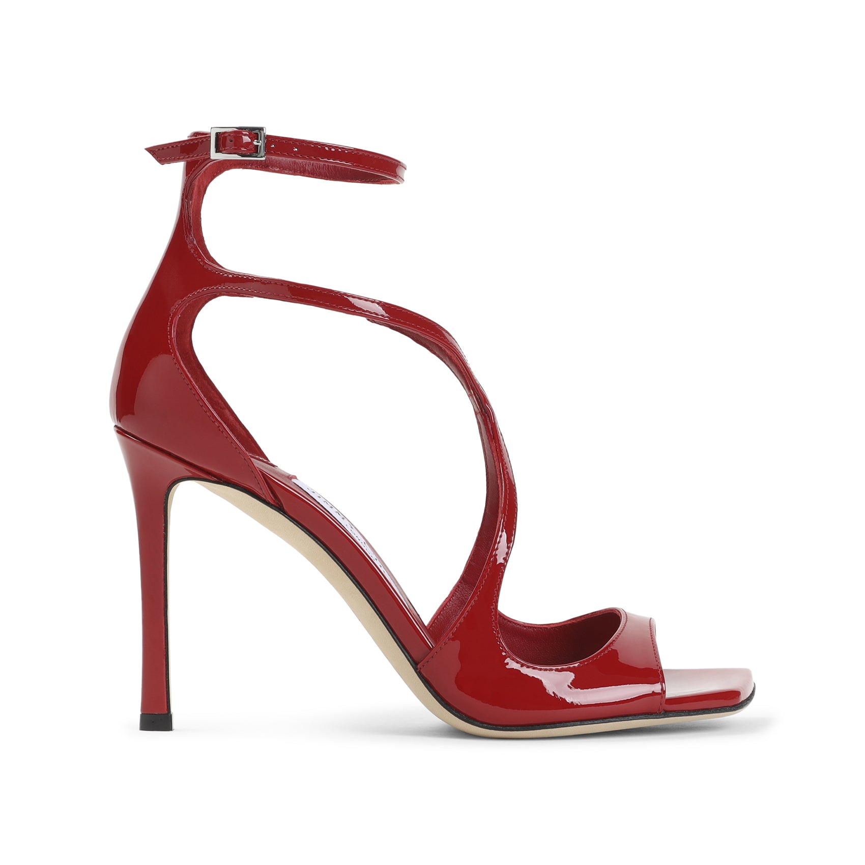 Azia 95 Patent Red Leather Salpa Plastic Metal Shoe